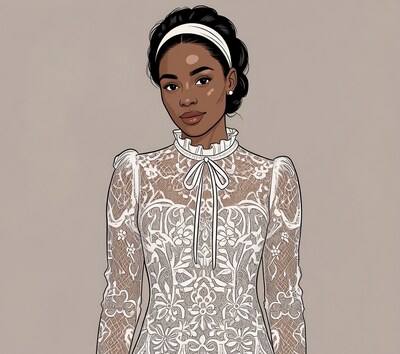 African-American woman in lace dress illustration