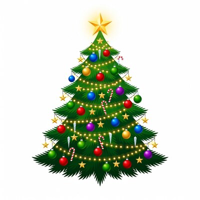 Decorated Christmas Tree Illustration