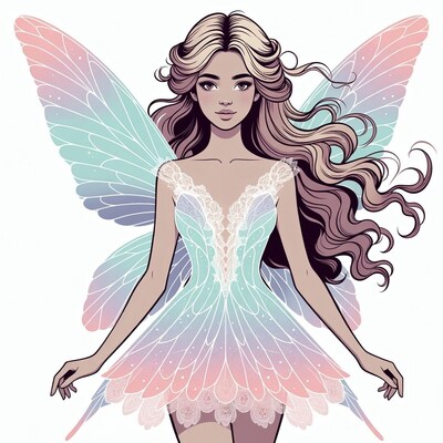 Beautiful fairy woman with wings