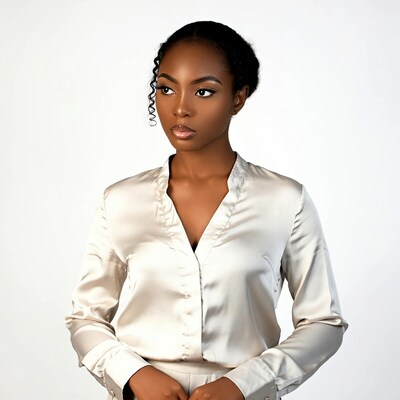 African-American woman in silk blouse