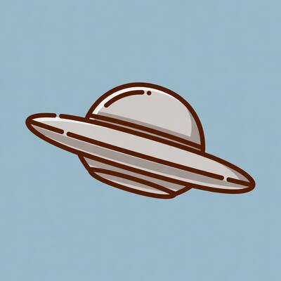Cartoon UFO on blue background