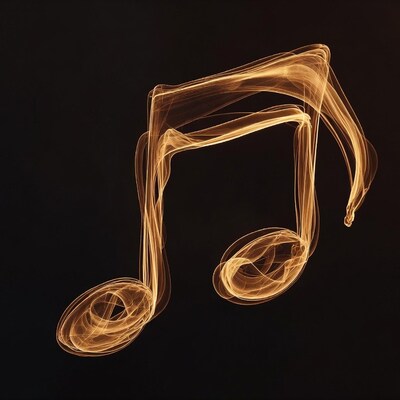 Glowing Golden Music Note