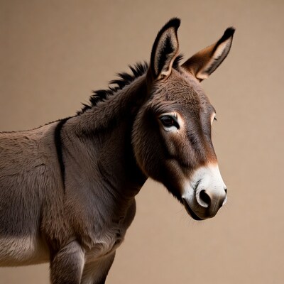 Brown donkey profile view