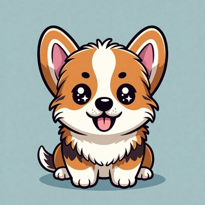Cute cartoon corgi puppy smiling
