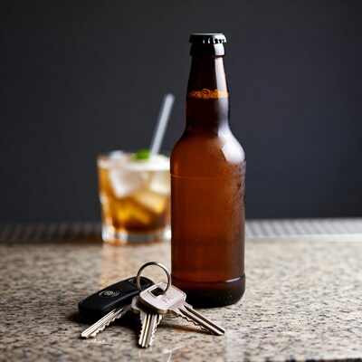 Beer Bottle Whiskey Glass Car Keys