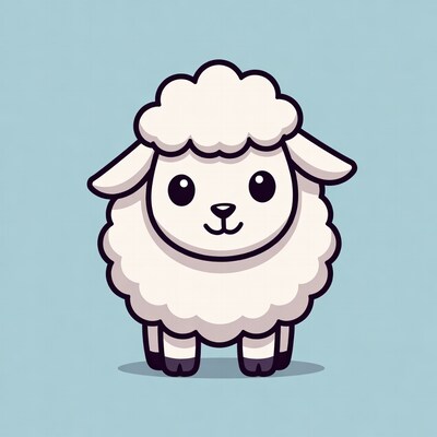 Cute cartoon sheep smiling