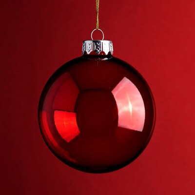 Shiny red Christmas ornament hanging