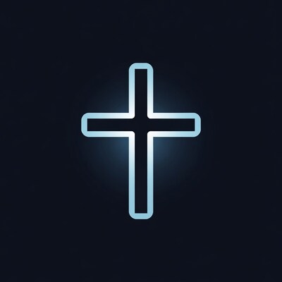 Glowing Neon Cross on Black