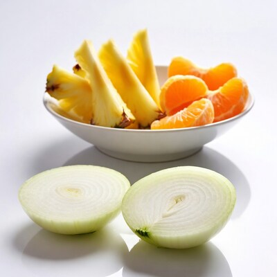 Pineapple slices mandarin oranges onions
