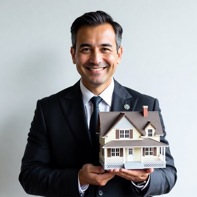 Man holding house model