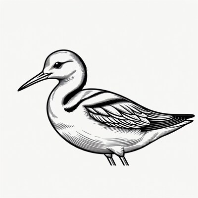Black and white line art sandpiper