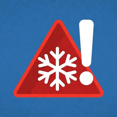 Red Warning Sign with Snowflake and Exclamation