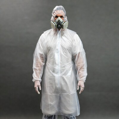 Man in full hazmat suit
