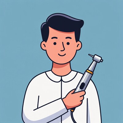 Dentist holding dental drill