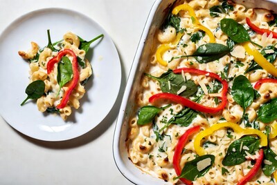 Mac and Cheese with Spinach Peppers