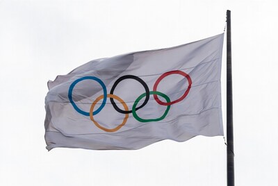 Olympic Rings Flag on Pole