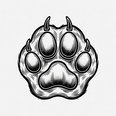 Demonic Wolf Paw Print Illustration