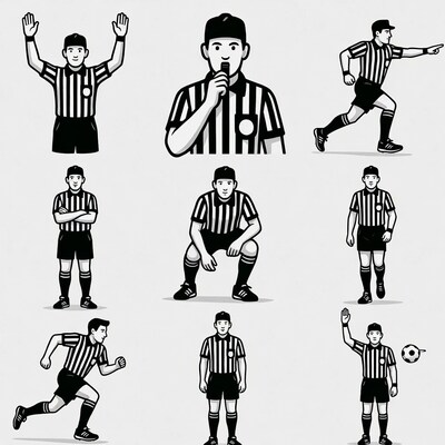 Soccer referee illustration set