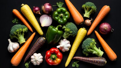 Colorful vegetables on black background