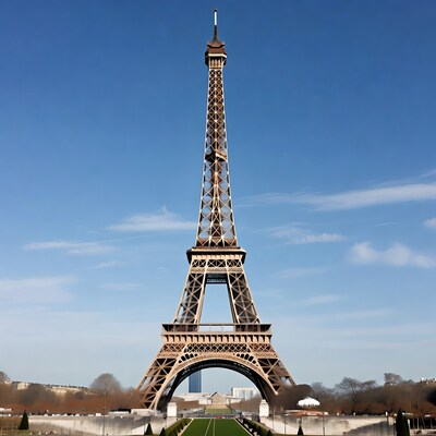 Eiffel Tower against blue sky