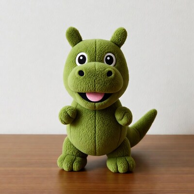 Cute green plush dinosaur toy