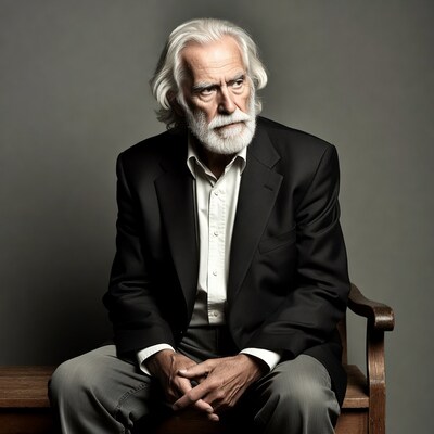 Elderly man with white beard on bench