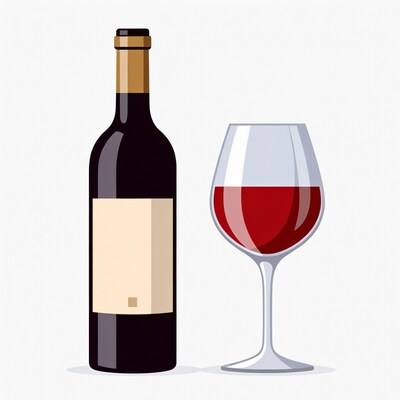 Red wine bottle and glass