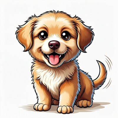 Cute Golden Puppy Illustration