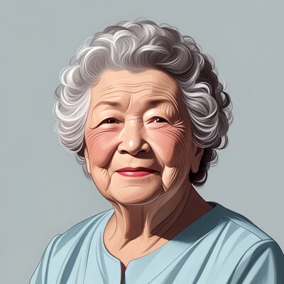Elderly Asian woman smiling