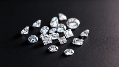 Scattered Diamonds on Black Background