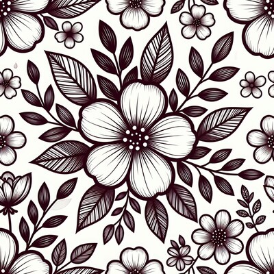 Black White Flower Pattern Illustration