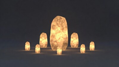 Glowing Salt Crystal Lamps Group