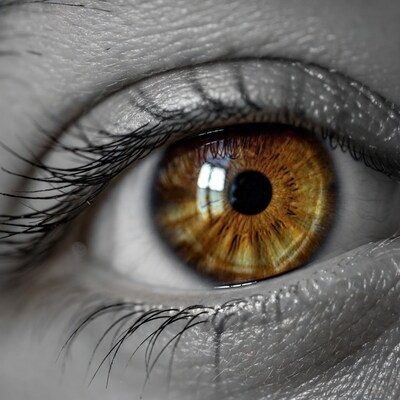 Closeup of hazel eye with eyelashes