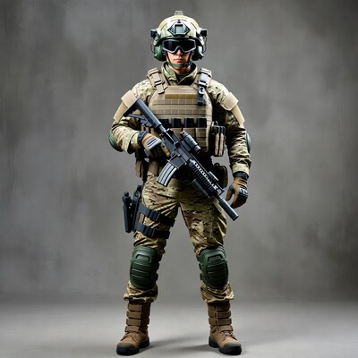 Soldier holding M4 rifle
