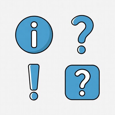 Blue Information Exclamation Question Icons