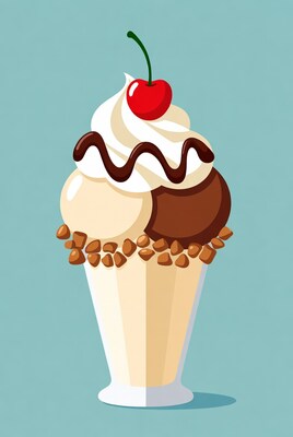 Ice cream sundae with cherry