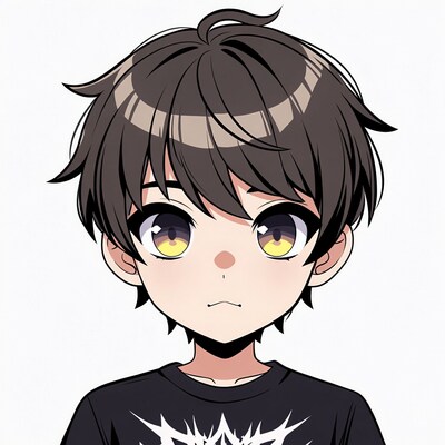 Anime boy with yellow eyes