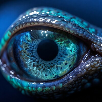 Closeup Blue Lizard Eye