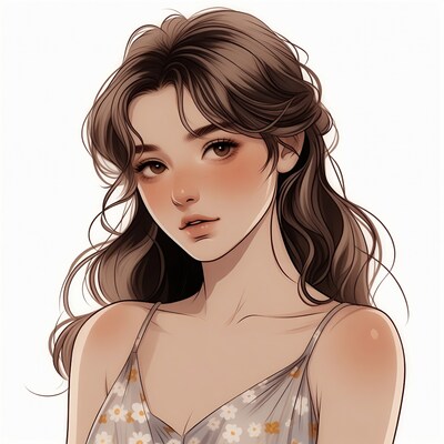 Asian girl in daisy strap dress