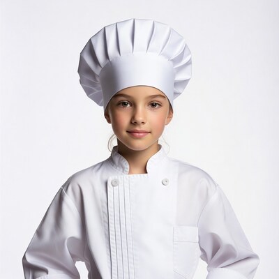 Girl wearing chef uniform