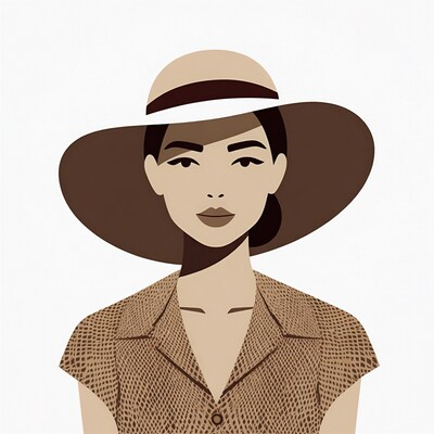 Asian woman wearing wide-brim hat