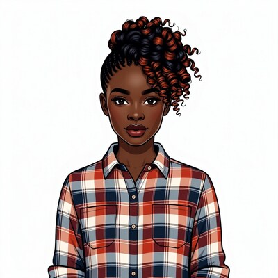 African-American woman in plaid shirt illustration