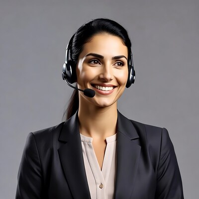 Smiling woman with headset