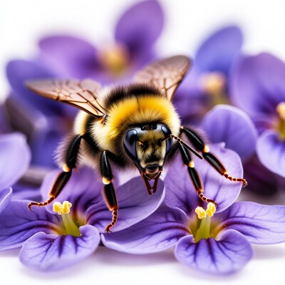 Bumblebee on purple flowers