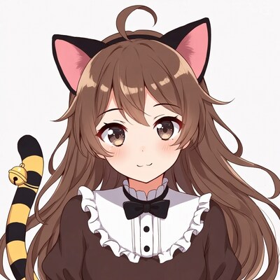 Anime girl with cat ears and tail