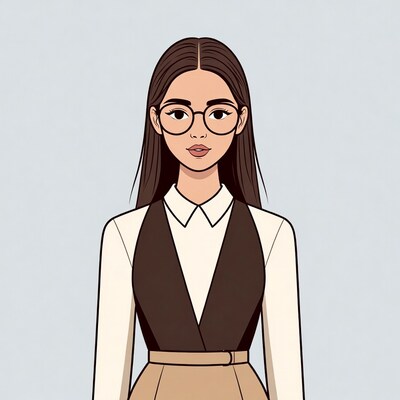 Asian woman in glasses illustration