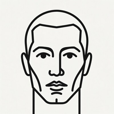 Black line drawing man face