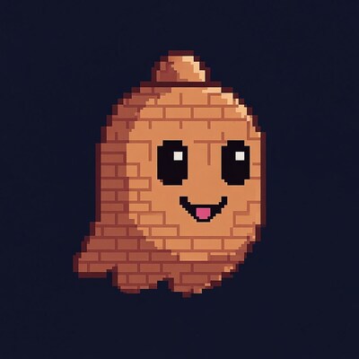 Smiling brick pixel ghost