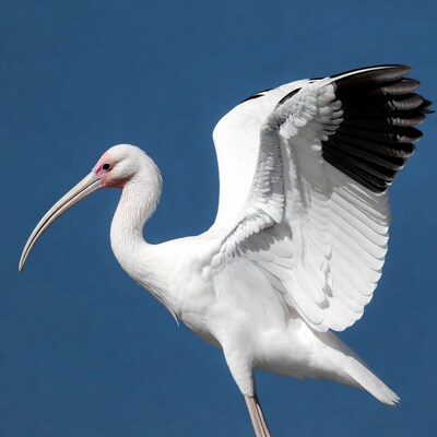 White Ibis with Wings Spread