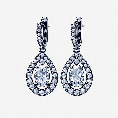 Diamond Drop Earrings Illustration